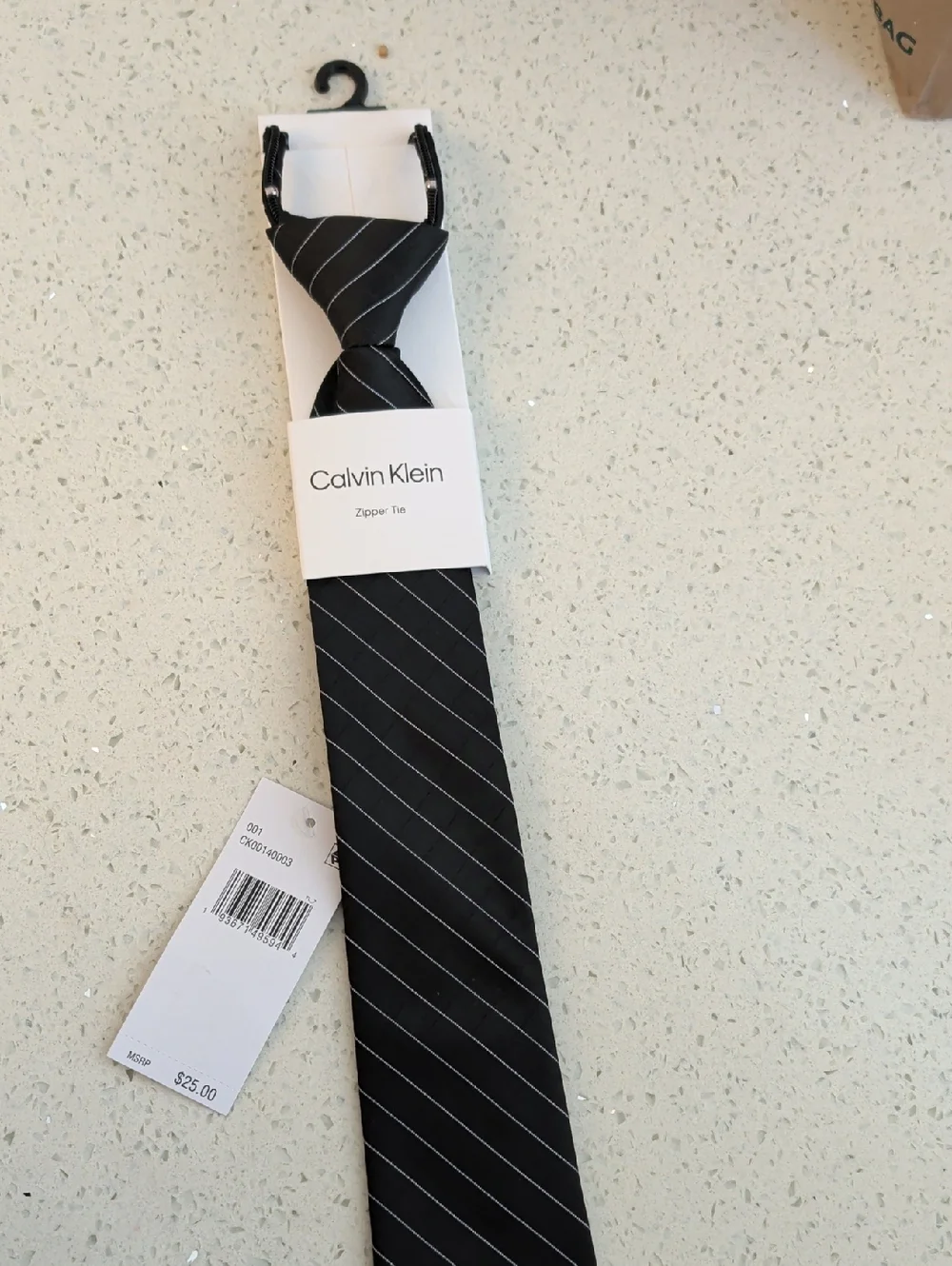 Calvin Klein Black Tie with Silver Pinstripes